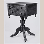 Fig. 13: Sewing table, 1805–1815, Georgetown, DC or Tidewater Maryland. Mahogany with mahogany veneer and white pine; HOA: 29-3/16”, WOA: 19-1/4”, DOA: 16-1/4”. Private collection, MESDA Object Database file S-13417.
