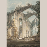 Fig. 11: “Tintern Abbey: The Crossing and Chancel, Looking towards the East Window” by Joseph Mallord William Turner (1775–1851) 1794, England. Graphite and watercolor on paper; HOA: 14-1/8”, 9-7/8”. Collection of Tate Britain, Acc. D00374, Accepted by the nation as part of the Turner Bequest 1856.