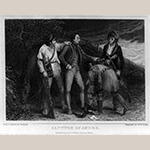 Fig. 5: “Capture of Major Andre (1750–1780)” after Thomas Stothard (1755–1834), engraved by William E. Tucker (1801–1857), published by Samuel Griswold Goodrich (1793–1860), Boston, 1828. Ink on paper; HOA: 9-5/8”, WOA: 6-5/8”. Library of Congress Biographical File filing series, 2015645687, Prints and Photographs Division (Washington, DC).