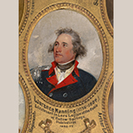 Fig. 8: Detail of the portrait study of Lawrence Manning (1756–1804) by John Trumbull (1756–1843), 1791. Oil on mahogany panel; HOA: 4” (13-1/2 in frame), WOA: 3” (12” in frame). Inscribed on frame: “Lieutenant in Lee’s Legion at the Battle of Eutaw Springs.” Collection of Yale University Art Gallery (New Haven, CT), Acc. 1832.77.