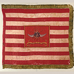 Fig. 21: Regimental Standard of the 2nd Continental Light Dragoons, captured in 1779 at Pound Ridge (New York) by Lt. Col. Banastre Tarleton. Silk and silk thread, metallic fringe, paint; HOA: 35-1/8”, WOA: 38-3/4”. Courtesy Sotheby's, New York, 14 June 2006 sale, Lot 1.