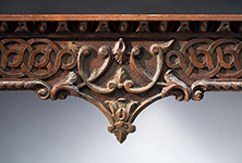 Detail from a sideboard by William Buckland and carved by William Bernard Sears, 1761-1764, Richmond County, Virginia. Walnut with marble top; HOA: 34-3/16", WOA: 44-7/8", DOA: 28". Collection of the Museum of Early Southern Decorative Arts (MESDA), Acc. 3425.