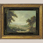 Fig. 6: “Georgetown and Washington City” by George Beck, ca. 1797, Philadelphia, PA. Gouache on paper in original frame and églomisé mat; HOA: 15”, WOA: 20”. Private Collection; Photograph courtesy of Sotheby’s.