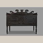 Fig. 16: Sideboard attributed to Christian Burgner (possibly with the assistance of John C. Burgner), 1840–1860, Greene Co., TN. Walnut with tulip poplar; HOA: 59-1/2”, WOA: 68”, WOA: 27”. MESDA Collection, Acc. 5660.4, Partial Gift of Mary Jo Case.