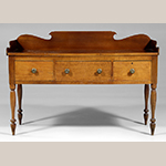 Fig. 40: Slab sideboard by John C. Burgner, 1840–1860, Greene Co. or Washington Co., TN. Maple and cherry with yellow pine and tulip poplar; HOA: 46”, WOA: 65-3/4”, DOA: 23-1/2”. Private collection, photograph courtesy Brunk Auctions, Asheville, NC. This sideboard was owned by a member of the Burgner family on Horse Creek. The dovetails and drawer construction closely match John C. Burgner’s signed work.