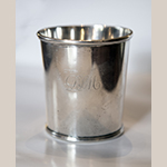 Fig. 11: One of a pair of beakers marked by Asa Blanchard (with manufacturer mark of John McMullin, Philadelphia, PA), 1810-1820, Lexington, KY. Silver; HOA: 3-1/4”, DIA (at top): 3”, DIA (at bottom): 2-1/2”. Private Collection; MESDA Object Database, file D-32519.