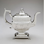 Fig. 26: Teapot marked by Samuel Richards Jr., 1810, Philadelphia, PA. Silver; HOA: 10-3/4”, WOA: 13”, DOA: 5-3/4”. Collection of the Philadelphia Museum of Art, Acc. 2005-68-60, Gift of the McNeil Americana Collection.