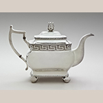 Fig. 27: Teapot marked by Harvey Lewis, 1820-1825, Philadelphia, PA. Silver; HOA: 7- 3/16”, WOA: 11”, DOA: 5-5/16”. Collection of the Philadelphia Museum of Art, Acc. 1953-112-3, Gift of the Misses Chambers.