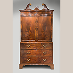 Fig. 20: Linen press attributed to the Jacob Sass Shop, 1785-1795, Charleston, SC. Mahogany and mahogany veneer with cypress and white pine; HOA: 96”, WOA: 51”, DOA: 24-1/2”. The John Rivers Collection, Charleston, SC. MESDA Object Database file D-32525.