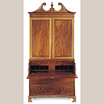 Fig. 31: Secretary bookcase, 1795-1805, Charleston, SC. Mahogany and mahogany veneer with red cedar and white pine; HOA: 99-1/4”, WOA: 49-1/2”, DOA: 24”. Private collection. Photograph by Gavin Ashworth, NYC. MESDA Object Database file S-29209.