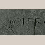 Fig. 8: Detail of the word "Wife" carved into Priscilla Hemmings's grave marker (Fig. 6).