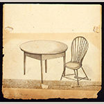 Fig. 10: Drawing of the circular table by John Hemmings and a Windsor chair at Poplar Forest by Cornelia Jefferson Randolph, undated. Jefferson, Randolph, and Trist Family Papers, University of Virginia Library, Charlottesville, VA.