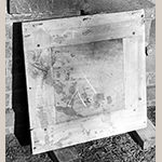 Fig. 17: Backside of one of Monticello's parquet floor panel showing screw construction (photo taken ca. 1954). Courtesy of Monticello and the Thomas Jefferson Foundation.