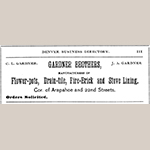 Fig. 19: Advertisement for the Gardner Brothers pottery, Colorado State Business Directory (Denver, CO: J. A. Blake, 1879).