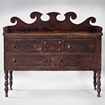 Slab Sideboard by Christian Burgner; Greene County, TN; 1840-1860. Cherry, walnut, and tulip poplar; HOA: 58-1/2", WOA: 68", DOA: 27". MESDA Acc. 5660.4.