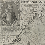 Fig. 2: "New England" by John Smith (cartographer), Simon Passaeus (engraver), George Low (printer); London, England; [1624]. Ink on paper; HOA: 30 cm, WOA: 36 cm. Norman B. Leventhal Map & Education Center. https://collections.leventhalmap.org/search/commonwealth:3f462s64w (accessed 6 June 2023).