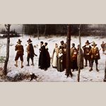 Fig. 10: "Pilgrims Going to Church" by George Henry Boughton; 1867. Oil on canvas; HOA: 29”, WOA: 52”. The Robert L. Stuart Collection, the gift of his widow Mrs. Mary Stuart. New-York Historical Society, S-117. https://www.nyhistory.org