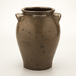 Fig. 5: Alkaline-glazed stoneware jar by the Pottersville Factory, 1825–1830, Edgefield District, SC. Impressed "Pottersville"on outside of body near base. HOA: 11-1/4″, WOA: 8-5/8″. MESDA, William C. and Susan S. Mariner Collection, Acc. 5813.53.