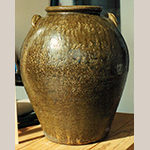 Fig. 35: Alkaline-glazed stoneware storage jar by Brister Jones, 1880, Edgefield District, SC. Inscribed: “Brister Jones / the maker / Sept the 6 1880 / It will hold inny thing / that you can get in it.” Private collection.