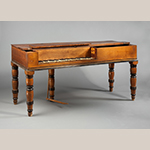Fig. 1: Square piano attributed to David Prichard, 1835–1840 Iredell Co. (now Alexander Co.), NC. Walnut with yellow pine, bone, and light and dark wood inlay; HOA: 32-5/8”, WOA: 64”, DOA: 24-1/8”. MESDA, Acc. 5763, gift in memory of Mrs. Guy M. (Elma Sloop) Beaver Sr. by her family.