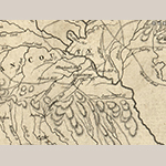 Fig. 5: The convergence of roads in Salisbury, Rowan Co., NC. There were two different sections of the Great Wagon Road, labeled “Trading Path” on this map, that converged in Salisbury. From An accurate map of North and South Carolina... surveyed by Henry Mouzon and Louis Delarochette, engraved by Samuel Turner Sparrow, and published by Robert Sayer and John Bennett, 1775, London. Ink on paper; HOA: 40”, WOA: 57-1/2”. MESDA, Acc. 3024.3, gift of Frank L. Horton.