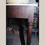 Fig. 28: Detail of frame and leg of a table attributed to John C. Bowie (1786–1851) and/or Walter Bowie (1790–1853), 1817, Port Royal, VA. Mahogany. Current location unknown; photograph courtesy Preservation Virginia.