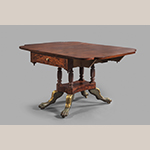 Fig. 17: Breakfast Table by James Woodward (w.1793–1839), 1819, Norfolk, VA. Mahogany with mahogany, tulip poplar, white pine, and sycamore; HOA: 27-5/8"; WOA: 50-3/4"; DOA: 38". MESDA, Acc. 3813.