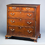 Fig. 25: Chest of drawers by George Wolford, 1775–1800, Sullivan Co., TN. Cherry with yellow pine and tulip poplar; HOA: 42-1/2”, WOA: 40”, DOA: 21-1/2”. MESDA Collection, Acc. 5660.3.