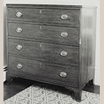 Fig. 34: Chest of drawers, 1790–1800, attributed to Rockbridge Co., VA. Walnut with tulip poplar and lightwood inlay; HOA: 42-5/8”, WOA: 41-5/8”, DOA: 21-1/2”. Private collection; MESDA Object Database file S-9493.