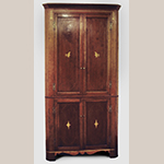 Fig. 45: Corner cupboard, 1800–1820, Washington Co. or Greene Co., TN. Cherry with tulip poplar and lightwood inlay; HOA: 88”, WOA: 42-3/4”. Private collection; MESDA Object Database file S-2648.