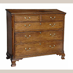 Fig. 64: Chest of drawers, 1800–1810, Washington Co., TN. Walnut with tulip poplar and lightwood inlay; HOA: 38”, WOA: 44”, DOA: 18-1/2”. Private collection; Photographs courtesy of Brunk Auctions, Asheville, NC (unless otherwise noted).