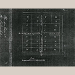 Fig. 2 "Plat of a Town at the Shallowford" by Charles Hunt; 1792. Courtesy of the State Archives of North Carolina. This proposal was submitted to the North Carolina General Assembly in 1792 when Salisbury merchant Charles Hunt petitioned for permission to establish the town of Huntsville near an important shallow crossing on the Yadkin River.