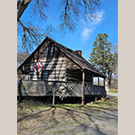 Fig. 5 Huntsville’s Chapman-Brewbaker House, also known as the "Potter’s Cabin." Photograph courtesy of the author. The Chapman-Brewbaker House is one of the few extant indications that the town of Huntsville ever existed. The structure appears to be located on Lot 15 which was owned by potter Silas Vestal who had moved to Greene County, TN by 1828 where he made pottery. Reference to the house as the potter’s cabin may be due to its association with a mid-nineteenth century Yadkin County potter named Jacob Brewbaker.