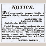 Fig. 34 Moses Ritchie and Paschal Rowzee’s notice in "The Journal," Salisbury, NC, 10 February 1834.