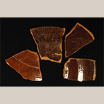 Fig. 38 Dish rimsherds by an unknown maker; Huntsville, Yadkin County, NC; ca. nineteenth century. Lead-glazed earthenware. Private collection. Photograph by the author.