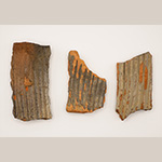 Fig. 46 Kiln tiles by an unknown maker; Greene County, TN; ca. nineteenth century. Unglazed earthenware. Photo courtesy of the Tennessee Division of Archaeology, Nashville, TN. These tiles, resembling North Carolina examples in figures 43-45, were collected in Greene County from a site (40GN30) associated with Silas Vestal. Vestal had moved from Huntsville, North Carolina to Greene County by 1828.