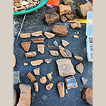 Fig. 47 Sherds from a pottery production site probably by a James family potter; Davie County, NC; ca. nineteenth century. Bisque-fired and lead-glazed earthenware. Private collection. Photograph by the author.