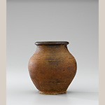 Fig. 57 Storage jar by an unknown maker; Piedmont Region, possibly Yadkin County, NC; ca. nineteenth century. Lead-glazed earthenware with incised line decoration; HOA 5 5/8˝. Private collection. Photo courtesy of Old Salem Museums & Gardens. This jar was purchased at a Forbush Road, Yadkin County, NC, Williams family estate sale along with a slip-decorated dish (probably the child’s dish in figure 56).