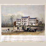 Fig. 4. “Nashville Female Academy,” 1863, based on a drawing by A. E. Matthews, 31st Reg. Ohio Volunteer Infantry, published by Middleton, Strobridge & Co., Cincinnati, OH. Lithograph and watercolor on paper. HOA (frame): 19-1/2”, WOA (frame): 22-1/8”. Collection of the Tennessee State Museum, Tennessee Historical Society Collection, 78.29.14.