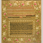 Fig. 22. Sampler by Lamyra Jane Liggett (1835–1878), 1850, Berlin, Marshall Co., TN. Silk and wool on linen; HOA: 21-1/2”, WOA: 19-1/2”. Collection of the Marshall County Historical Museum, Lewisburg, Marshall Co., TN; Tennessee Sampler Survey file TSS 136, online: https://www.tennesseesamplers.com/viewsampler.php?samp_id=136 (accessed 2 June 2019).