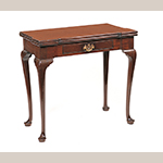Fig. 4: Card table, 1745–1755, Charleston, South Carolina. Mahogany with cypress and ash; HOA: 28-1/4”, WOA: 33”; DOA: 17” (closed). Collection of the Museum of Early Southern Decorative Arts (MESDA), Acc. 3266.