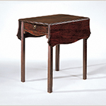 Fig. 5: Pembroke or breakfast table by John Shaw, ca. 1780, Annapolis, Maryland. Mahogany with yellow pine and tulip poplar; HOA: 28-1/4”, WOA: 20” (closed), DOA: 29”. Collection of the Museum of Early Southern Decorative Arts (MESDA), Acc. 4376.