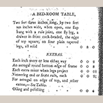 Fig. 7: “Bedroom Table” entry in the 1811 Edinburgh Book of Prices for Manufacturing Cabinet Work (J. Pillans & Sons, page 60).