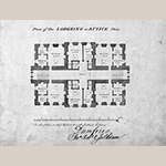 Fig. 9: Bedroom and attic plans for Dumfries House, 1754, signed "Jn, Rbt & Jas Adam." Royal Commission on the Ancient and Historical Monuments of Scotland (RCAHMS), 43609 (1754).