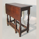 Fig. 13: Single-leaf table, ca. 1700, Lake District, England. Oak; HOA: 26-1/2", WOA: 12-1/2", DOA: 26" (closed), 33" (open). Photograph courtesy Fiske & Freeman, Ipswich, Massachusetts.