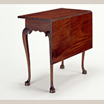 Fig. 14: Bedroom table (or single-leaf table) attributed to George Bright, 1760–1775, Boston, Massachusetts. Mahogany with birch and white pine; HOA: 27-3/4”, WOA: 31-7/8”, DOA: 16-1/2” (closed), 31-7/8” (open). Collection of the Concord Museum, Acc. F0907.