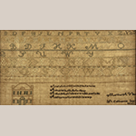 Fig. 18. Sampler by Martha Ann Viley, 1833, St. Catherine’s Academy, Scott Co., KY. Silk thread on linen; HOA: 10”, WOA: 17-1/2”. MESDA, Acc. 5800.3, gift of Anna Marie and David Witmer.