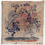 Fig. 20. "Flowers in Fluted Compote" by M.D. Rouse, 1827, Shelbyville, KY. Paint on velvet; HOA: 13-1/2”, WOA: 13-5/8”. Colonial Williamsburg, Acc. 2006.403.1.