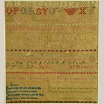 Fig. 21. Sampler by Sallie McDonnall, ca. 1847, Bardstown, Nelson Co., KY. Wool thread on linen; HOA: 16-3/4”, WOA: 15”. Private collection.