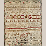 Fig. 27. Sampler by Leah Bates, 1856, Carroll Co, KY. Silk thread on cotton; HOA: 18”, WOA: 15”. Private collection.